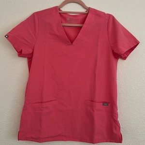 Figs women's Neon Pink Casma - Three-Pocket Scrub Top - S / Neon Pink